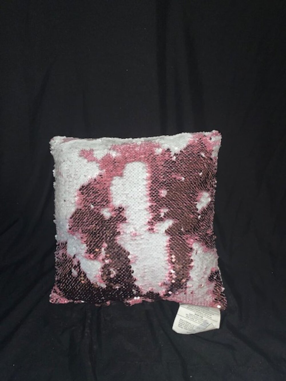 Pink & White Reversible Sequin Pillow – Sparkly Flip Design
